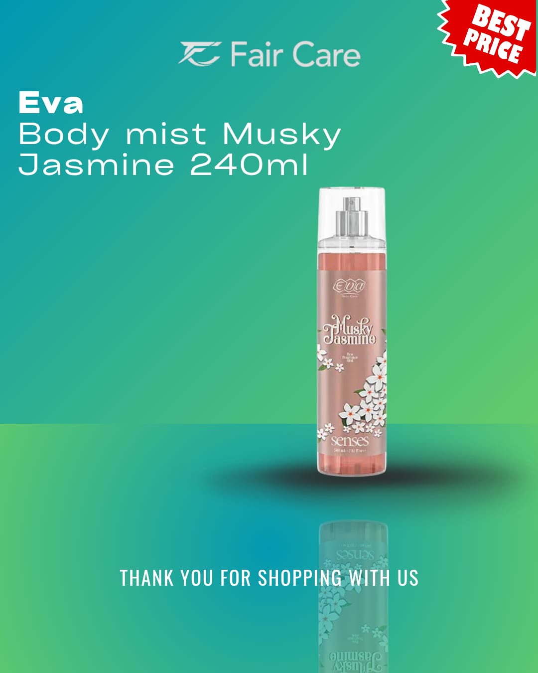Eva Skin Care Senses Fine Fragrance Mist Musky Jasmine 240 ml