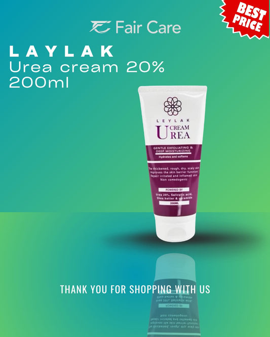Leylak Urea Cream, 200ml, Gentle Exfoliating and Deep Moisturising with 20% Urea, Salicylic Acid, Shea Butter