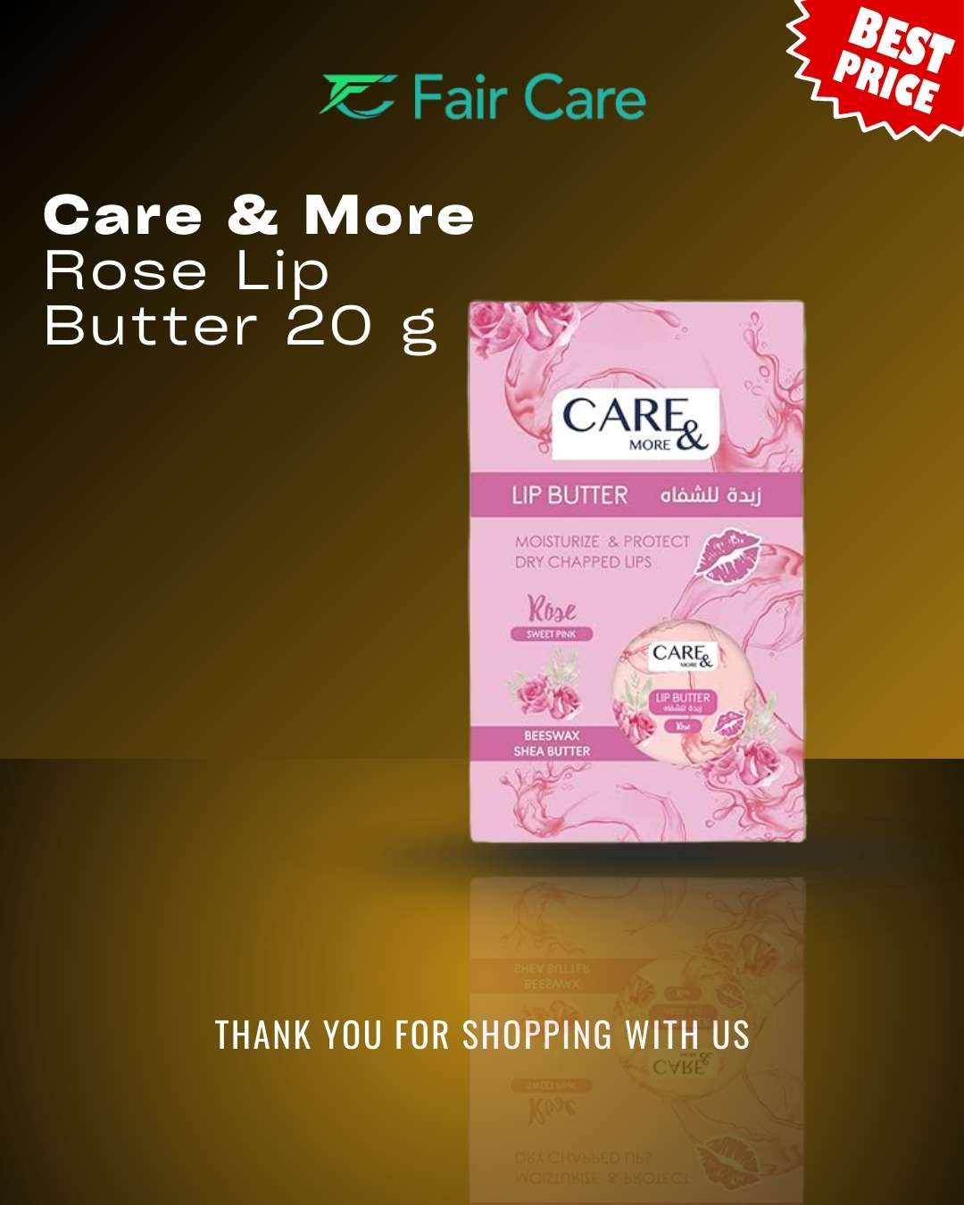 Care & More Rose Lip Butter – 20 g