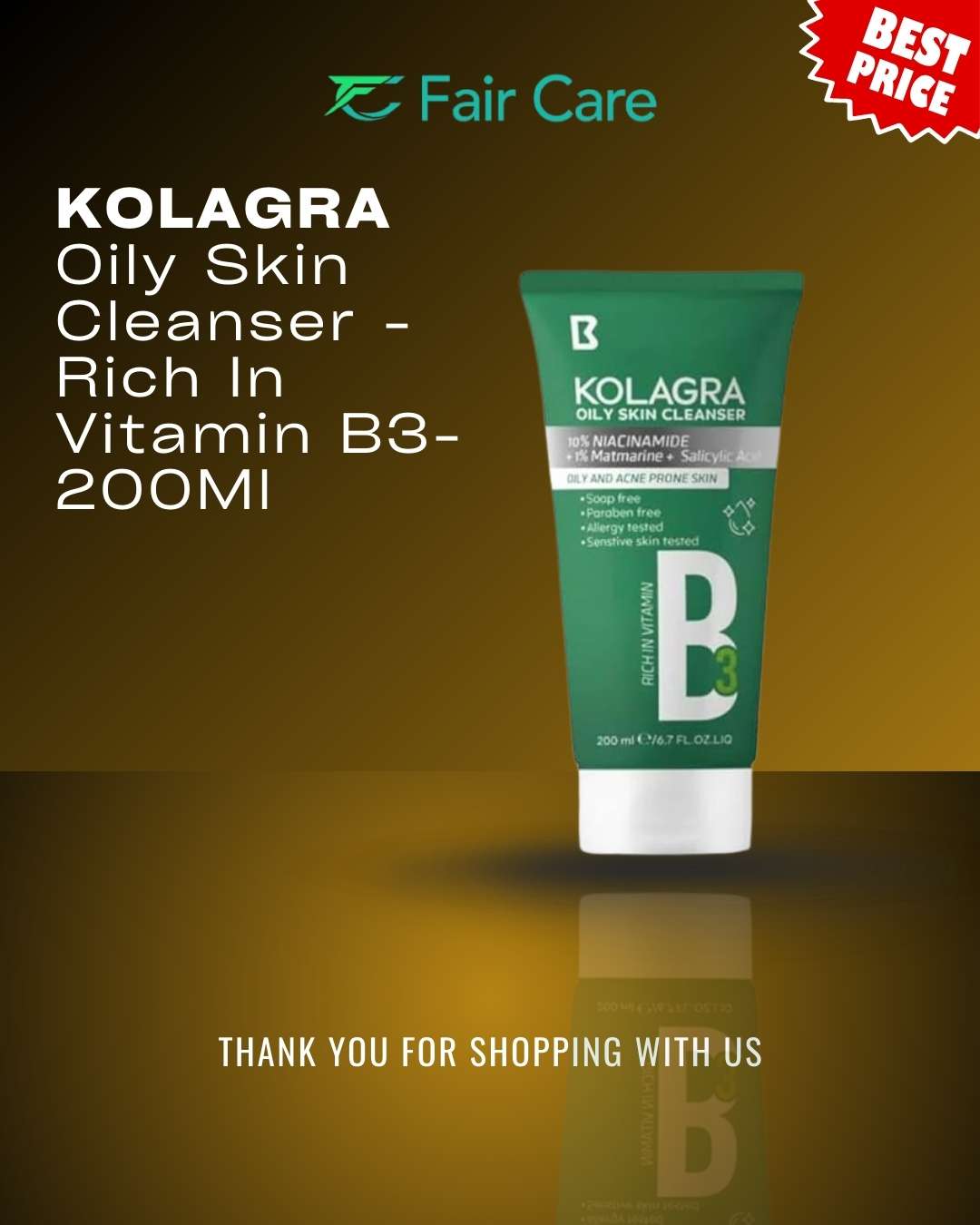 Kolagra Oily Skin Cleanser 200ml (Green)