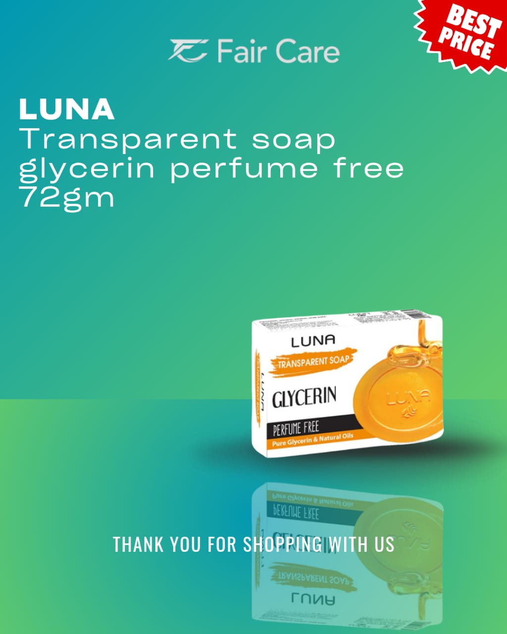 Luna transparent glycerine soap 72gm
