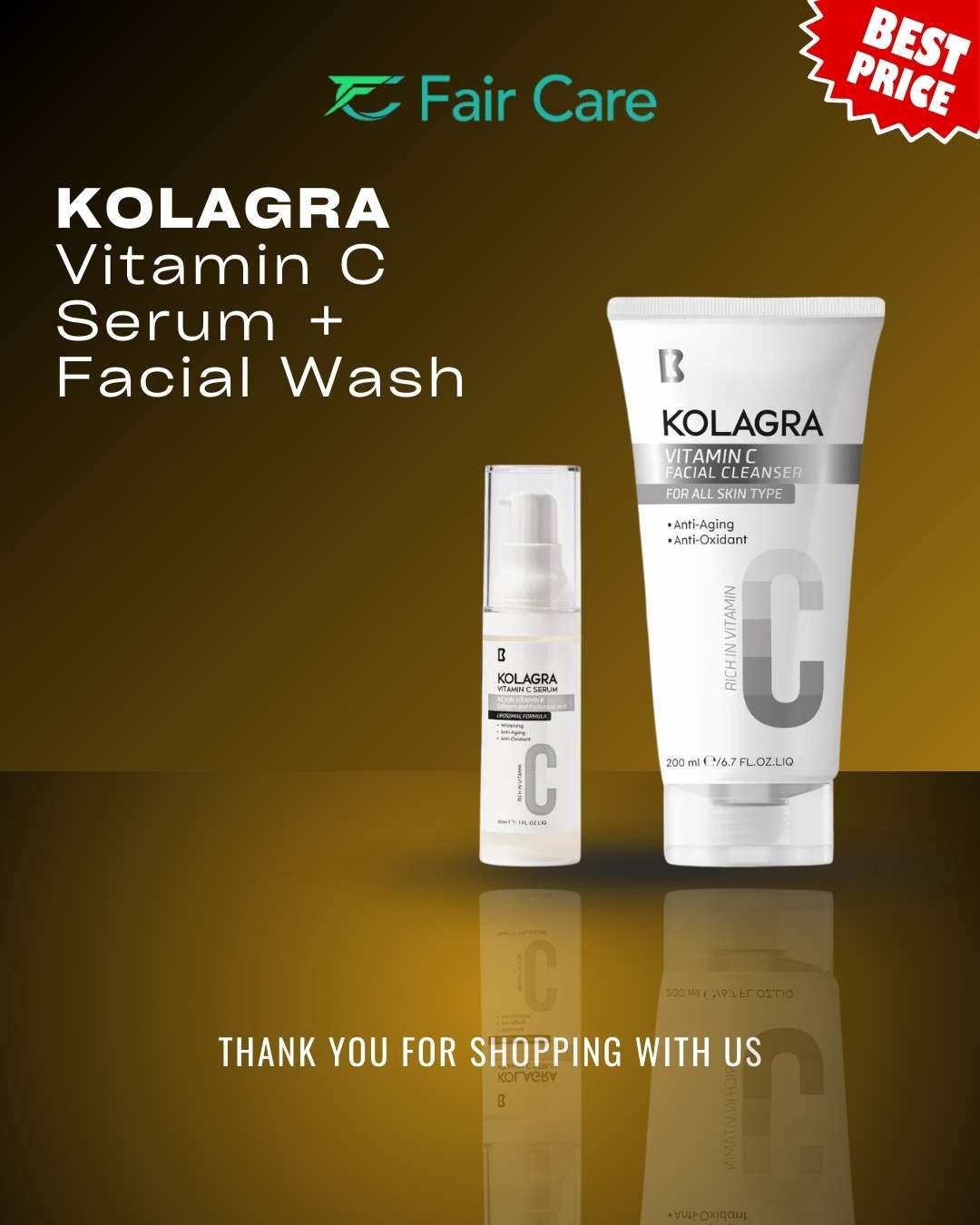 Kolagra Vitamin C Facial Cleanser + Vitamin C Serum
