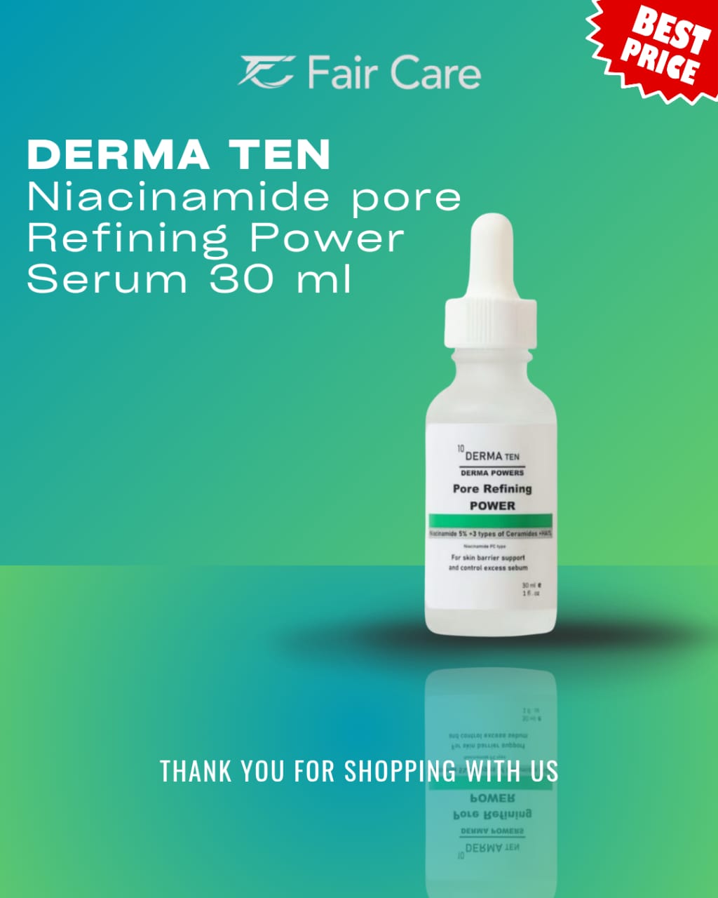 Derma ten Niacinamide pore refining power serum 30ml